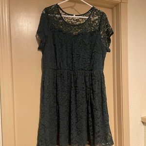 Maurices size 1 dress with lace overlay midi dark green